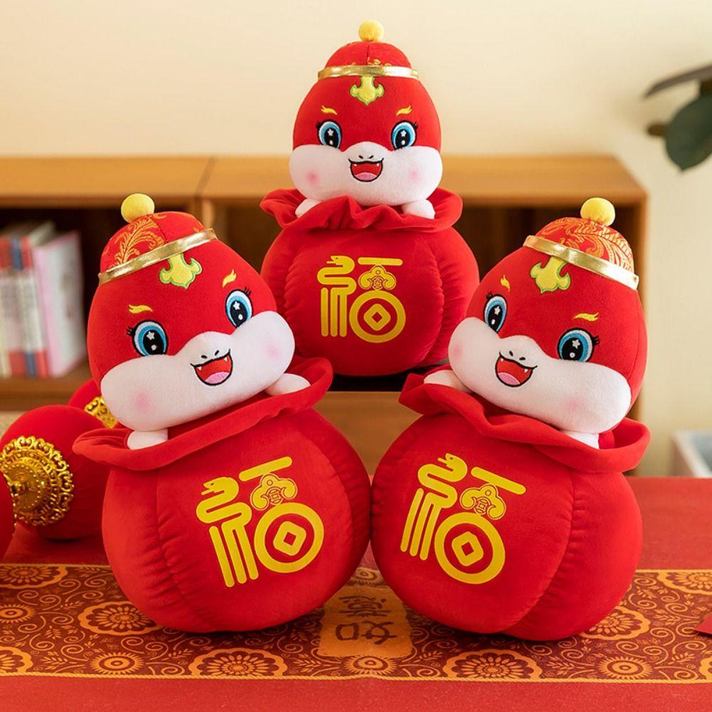 

Lucky Bag Snake Year Plush Toy PP Cotton Lucky Snake Doll Plushies Birthday Gifts 25cm красный