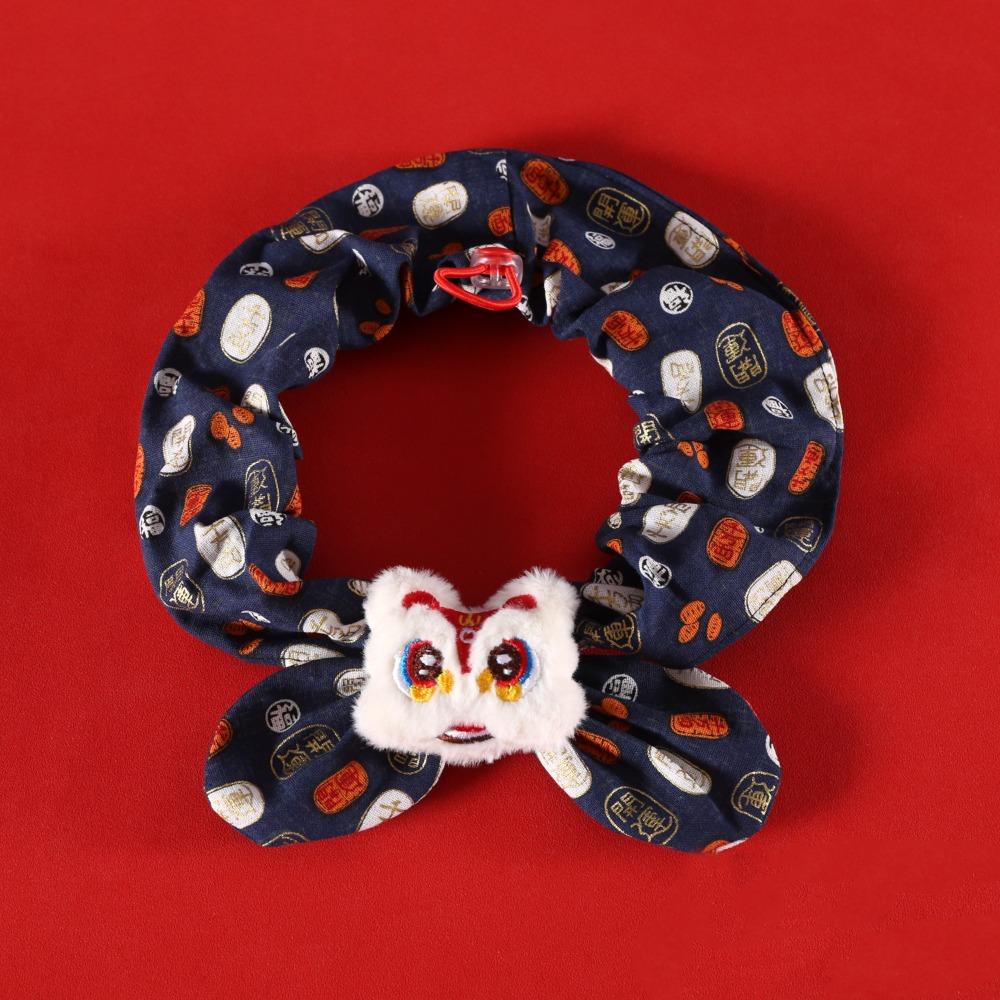 Chinese Style Pet New Year Scarf Collar Handmade Warm Pet Cat Tie Blessing Adjustable Dog Lion Dance Scarf New Year Celebration