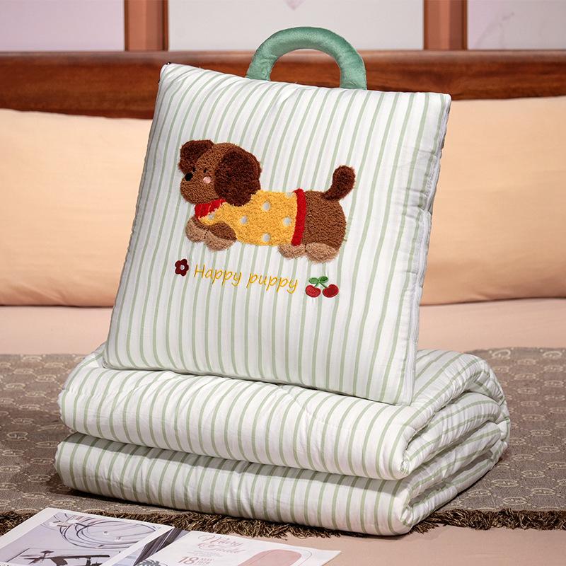 Office Nap Pillow Blanket: 2-in-1 Sofa Throw & Car Cushion Quilt