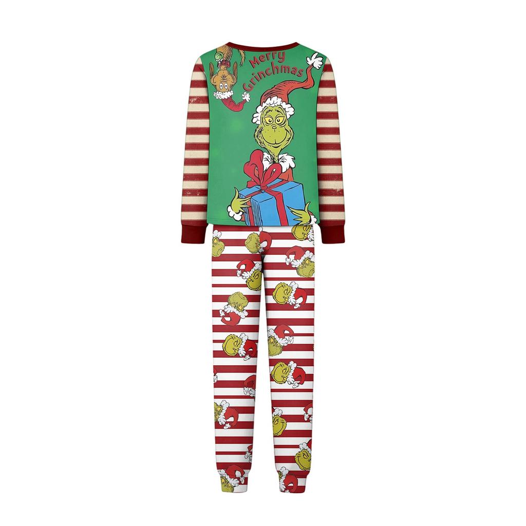Matching Family Christmas Pajama Set Long Sleeve Neck Top with Pants for Parents and Kids