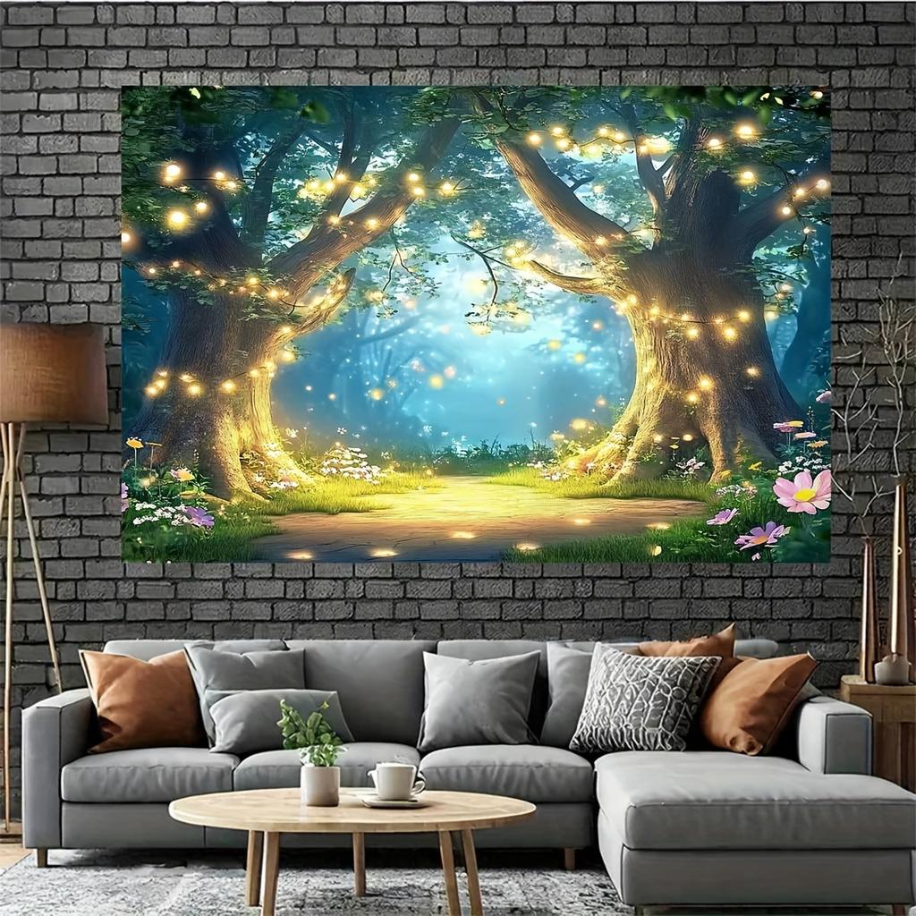 Enchanting Forest Starry Sky Trail Background Suitable for Indoor and Outdoor Photo Parties Birthdays and Anniversaries