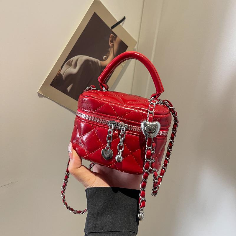 

Серебряная сумка женская новая летняя сумка-мессенджер ромбовидная цепочка сумка на плечо мини портативная сумка-коробка бордовый