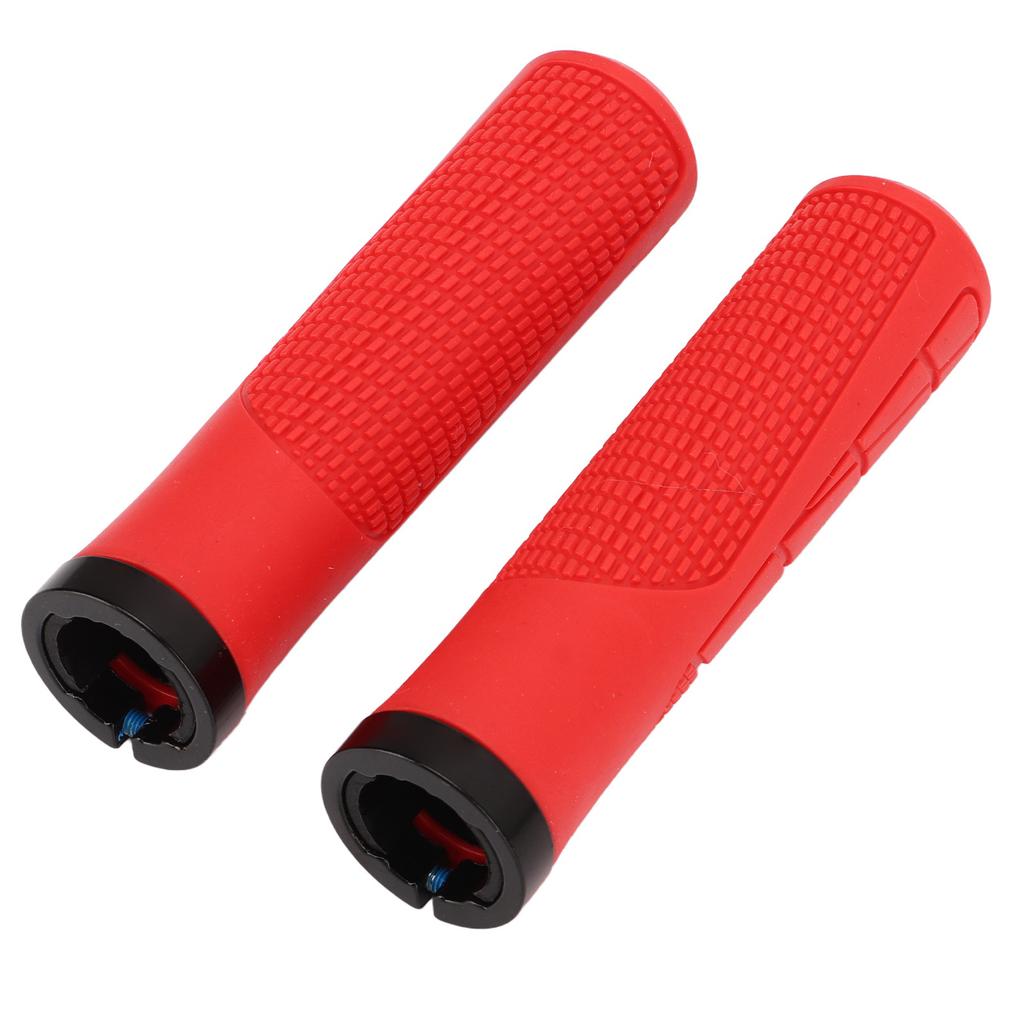 2 PCS Bike Rubber Handlebar Grips Anti Slip Handlebar Cover Shockproof Mountain Bike Handles Red
