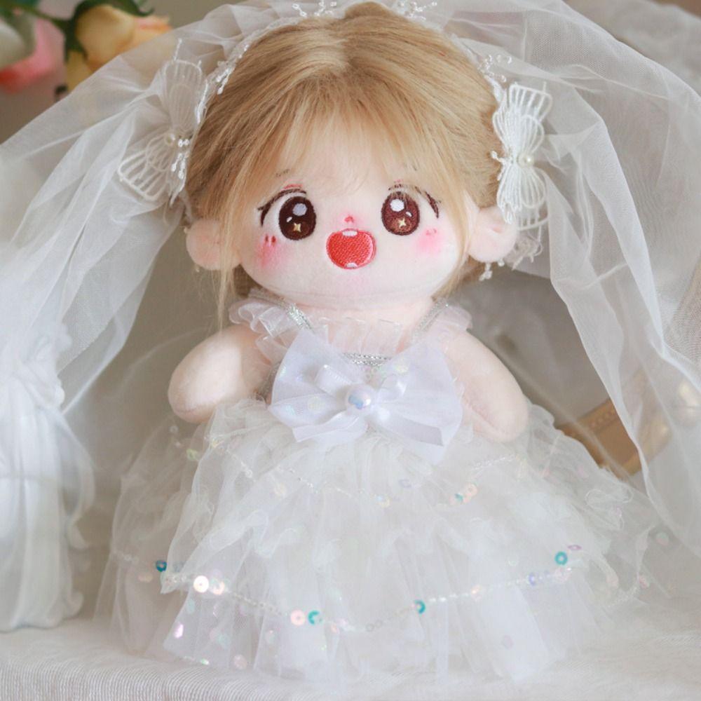 Dress Up Cotton Doll Outfit Dress White Gauze Skirt 20cm Doll Flower Dress  Photography Props