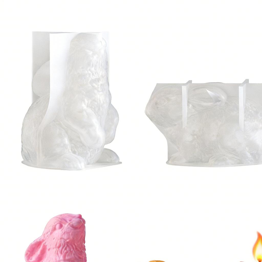 Easter Silicone Mold Casting Mold Easter Bunny Candle Mold 3D Rabbit Easter Soap Mould Plaster Ornament Crafting Making Supplies
