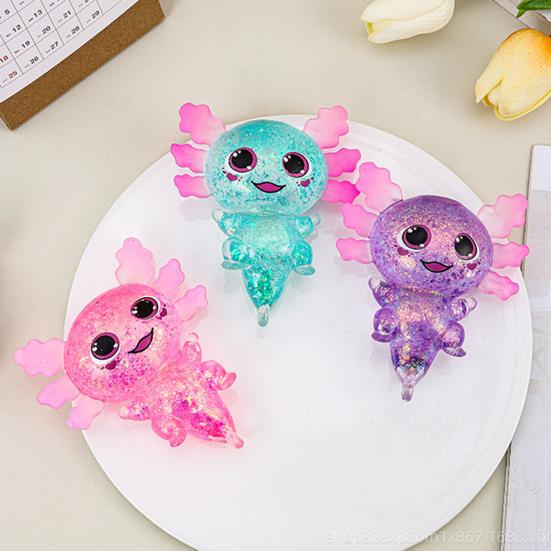 Glittery Salamander Squeeze Toy Soft Slow Rebound Stress Relief Fidget with Transparent Glitter Cute Decompression Gift