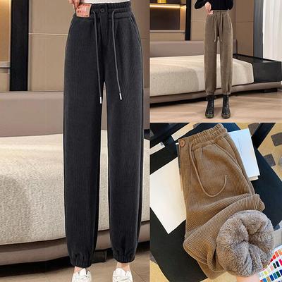 Lambswool Trousers Women's Winter Padded Thickened Casual Pant Loose Wide-legged Sports Long Trousers Joggers Women
