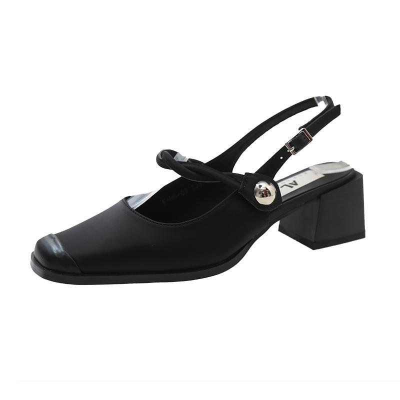 Módní letní design dámské sandály módní úzký pásek šaty boty čtvercový podpatek dámská venkovní lakovaná kůže Mary Jane boty