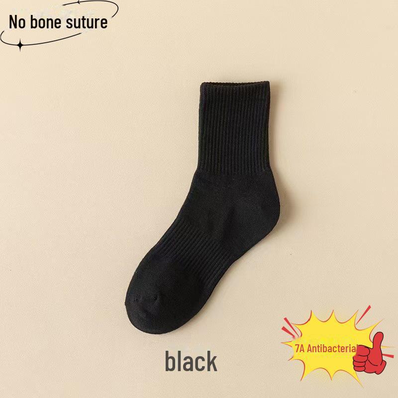 Men's and Women's Antibacterial Mid-Tube Cotton Sports Socks, Boneless and Anti-Pilling, for Autumn and Winter.