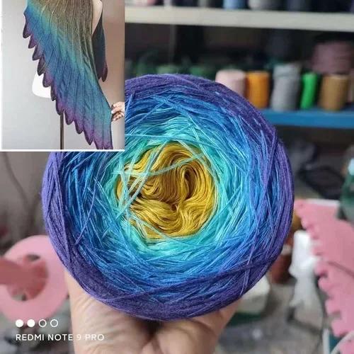 300g/pcs Colorful Pure Cotton Cake Gradient Cotton Rainbow DIY Scarf Shawl Skirt Wool Yarn Crochet