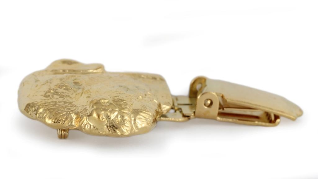 Border Terrier – Brooch with a clip, gold-plated holder for a race number | Art-Dog