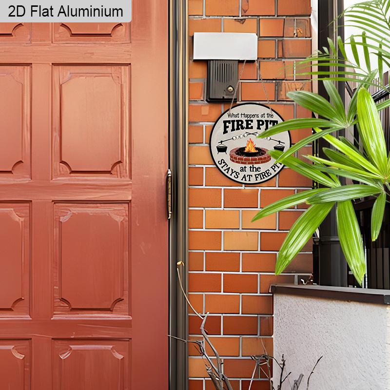 2D Flat Vintage Aluminium Sign with Campfire Gathering Pattern - BBQ Figurine Ornaments - Ideal for Front Door, Wall, Porch, Fence Decor - Ideal Gift