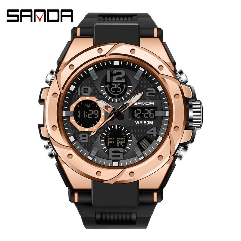 Sanda Watch New Lighting Male School Fashion Trend Digital Electronic Watch Multifunctional Waterproof And Shockproof Men'S Watch