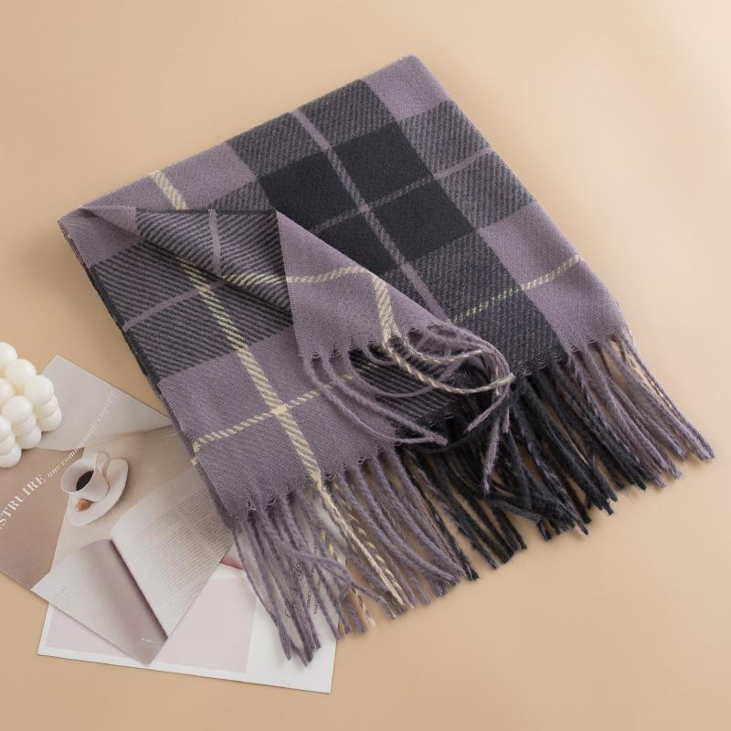 New Plaid Scarf Women's Autumn and Winter Retro Thickened British Style Shawl High End Atmosphere Warm Scarf