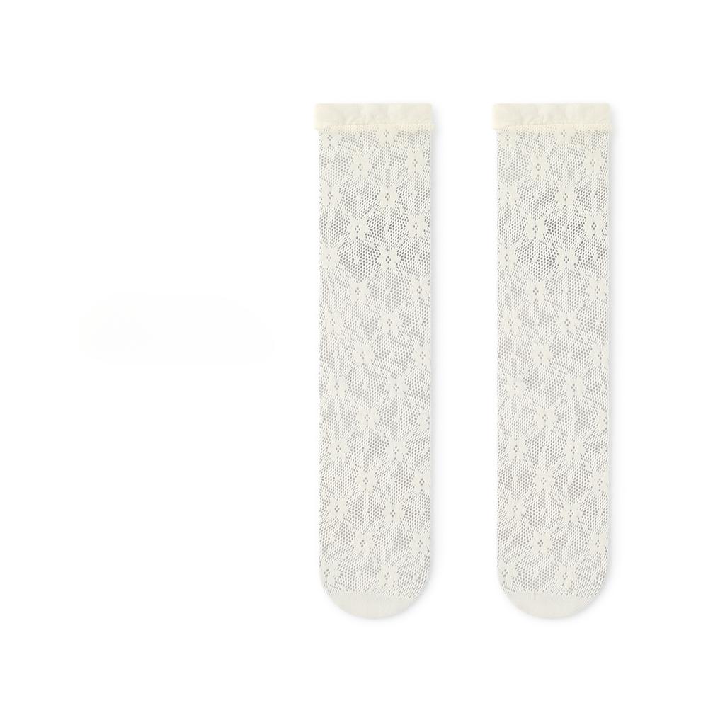 1 Pair Summer Mesh Socks for Kids Girl Solid Color Fashion Floral Children's Calf Sock Thin Breathable Elastic School Sock