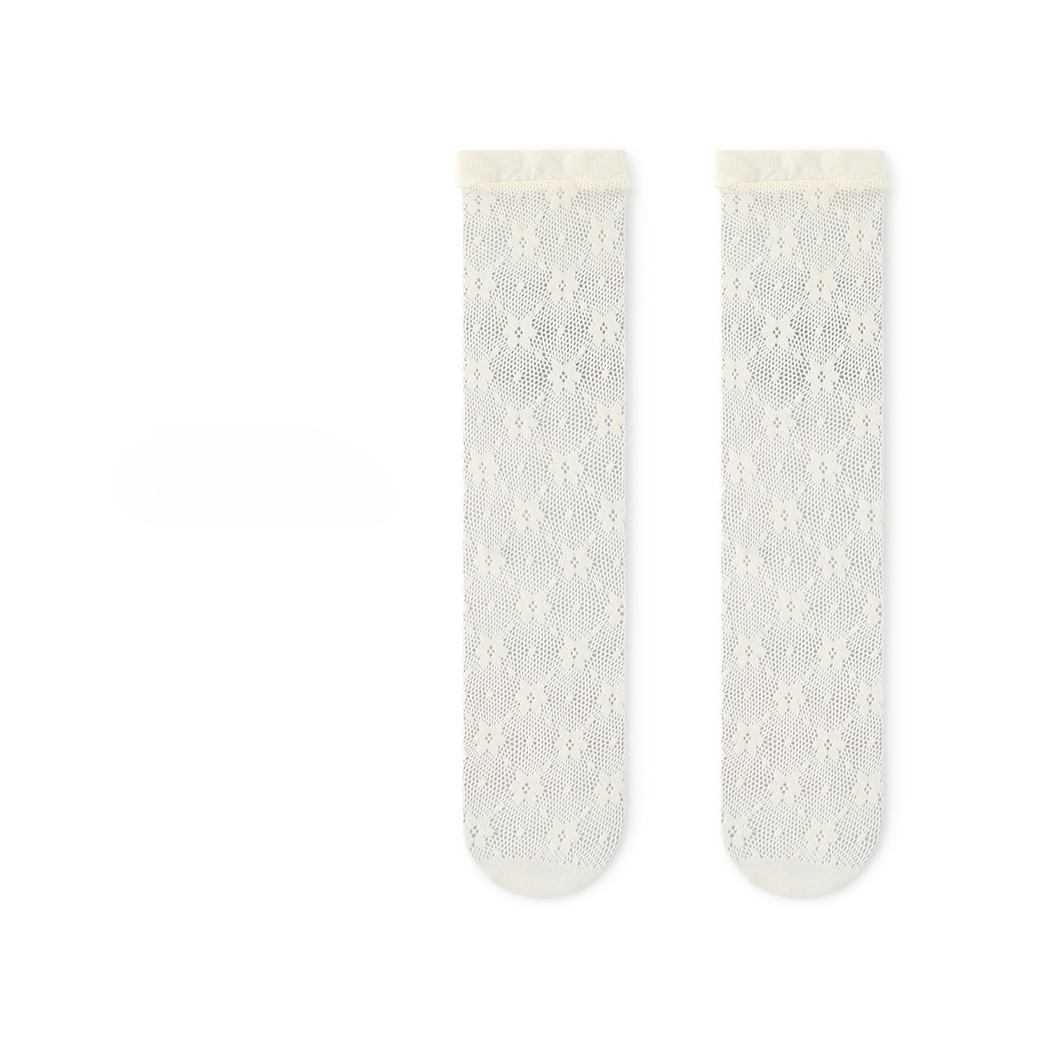 

1 Pair Summer Mesh Socks for Kids Girl Solid Color Fashion Floral Children s Calf Sock Thin Breathable Elastic School Sock слоновая кость