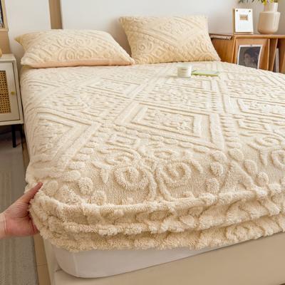 3D Embossed Velvet Bed Cover Thick Warm Plush Fitted Bed Sheet Non-Slip Elastic Mattress Cover 90/120/150/180/220x200 Protector