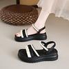 Stepping on shit sandals female 2025 new summer wear thick-soled fairy wind soft-soled fashion word with popular women's shoes
