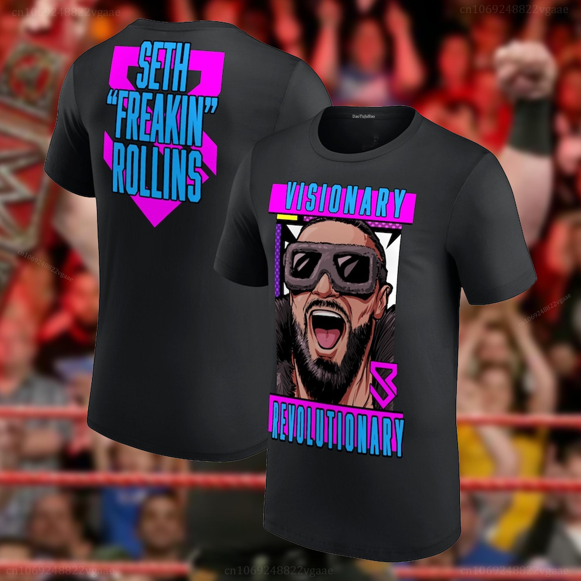 

2025 Лето Сет Фрикин Роллинс Футболка Реслинг Футболка Винтаж Хлопок Чемпион по боксу Спортзал Хлопковая одежда Тренировочная футболка Топы 4XL
