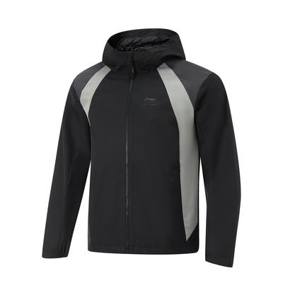 Li Ning Comfortable Warm Color Block Zip Up Hooded Sports Jacket Men Jackets Black AFDUC39-3