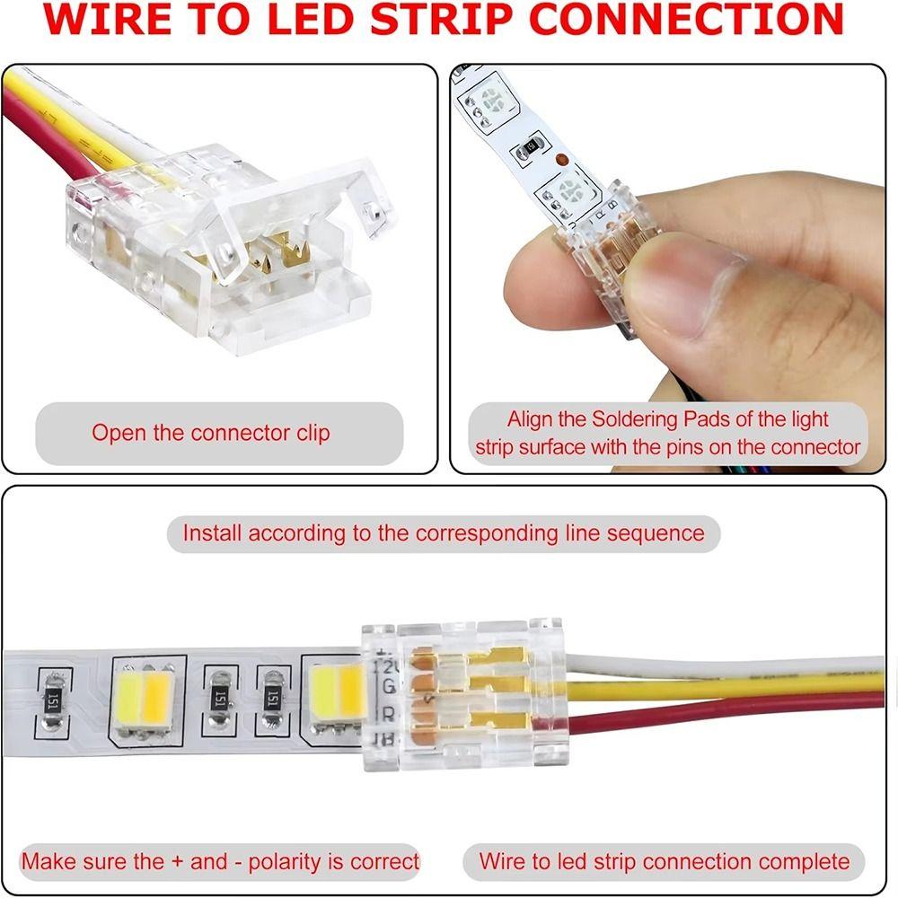 5Pcs/Set 2/3 Pin COB LED Wire Connector 8/10mm LED Strip Connectors  FCOB RGB CCT LED Strip Lights