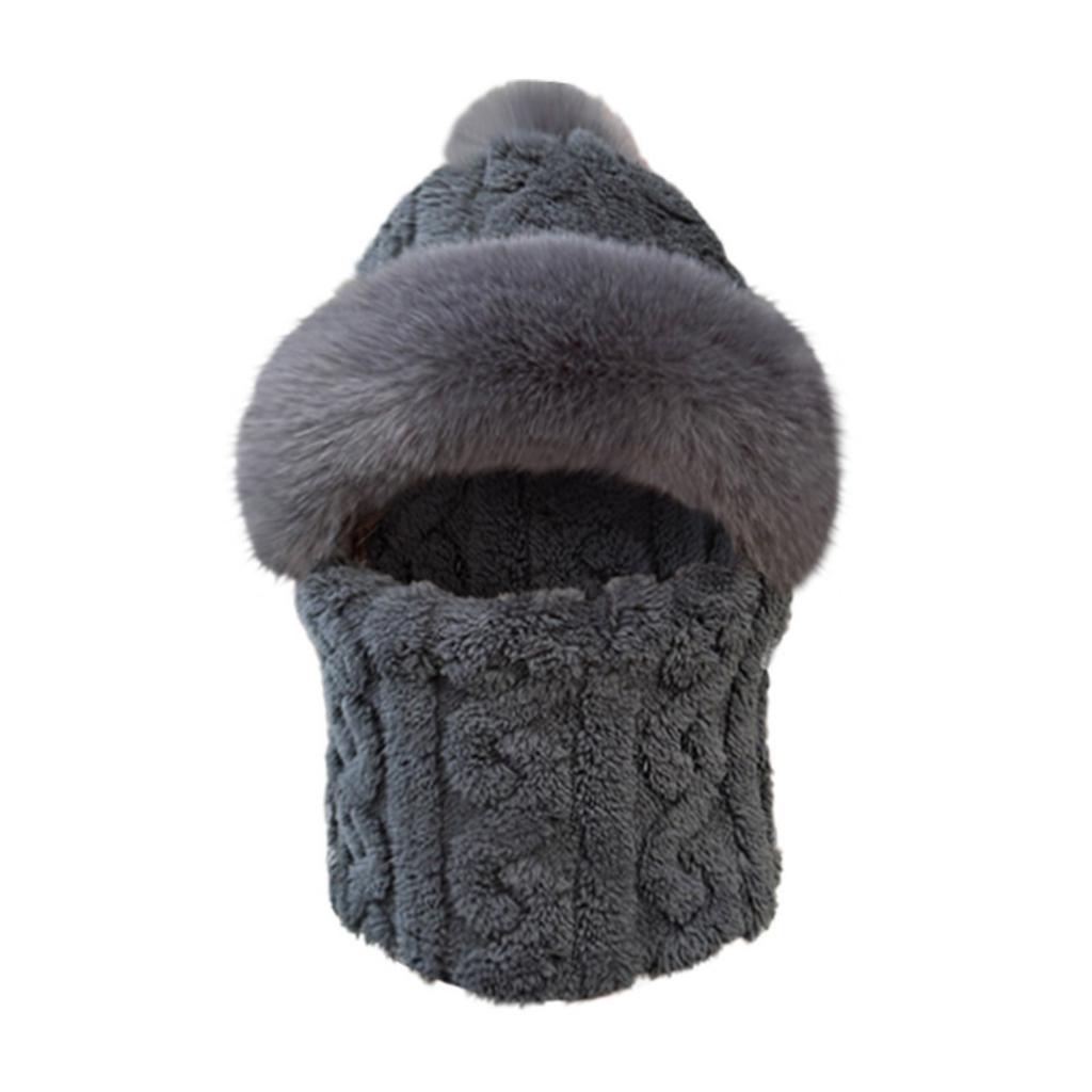 Hat, Neck, One Piece Women's Winter with Thick Velvet Riding Windproof and Cold Proof Electric Car Warm Hoodie