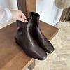 Autumn and winter new minimalist style round head side zipper thick heel short boots socks boots women's Korean version low heel versatile elastic t