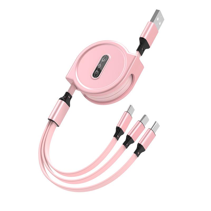 3 In 1 Charging Cable Retractable USB Charge 3A Fast Charging For Apple XiaoMi HuaWei Samsung Iphone Portable Charging Cable Micro Type-C