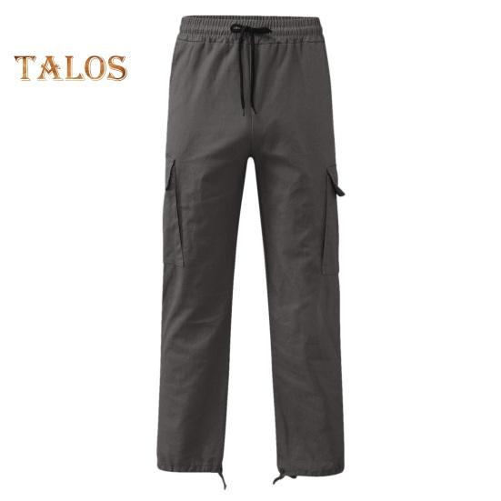 

Мужские брюки-карго с несколькими карманами, эластичным поясом на шнурке, однотонные свободные брюки для работы, отдыха и спорта XXL темно-серого