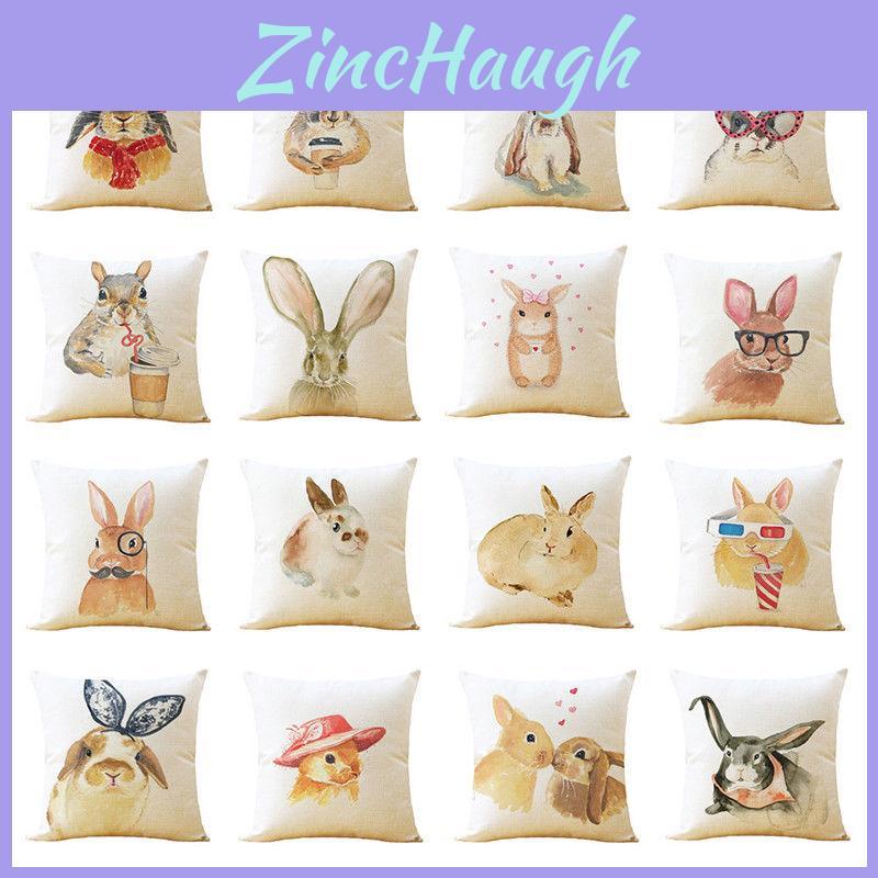 Adorable Rabbit Pillowcase Sofa Throw Pillows Cover With Animal Print For Cozy Home Decor