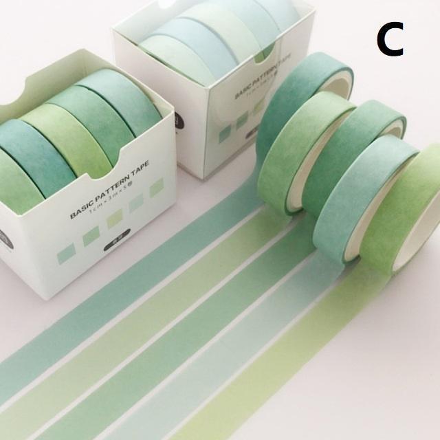 5Pcs / Pack Simple Colorful Basic Style Washi Tape Set DIY Scrapbooking Sticker Label Masking Tape School Office Supply