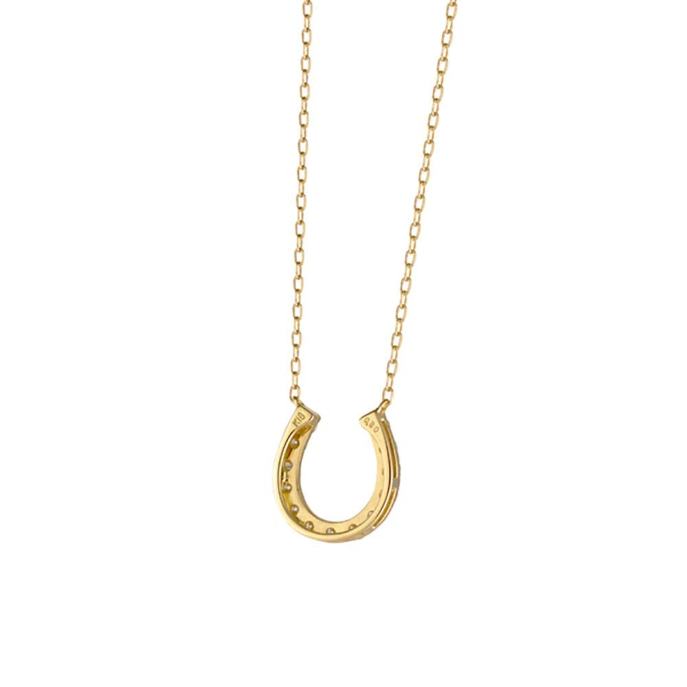 Kyocera Diamond Necklace in 18K Yellow Gold with a Carat Horseshoe Design 0.3