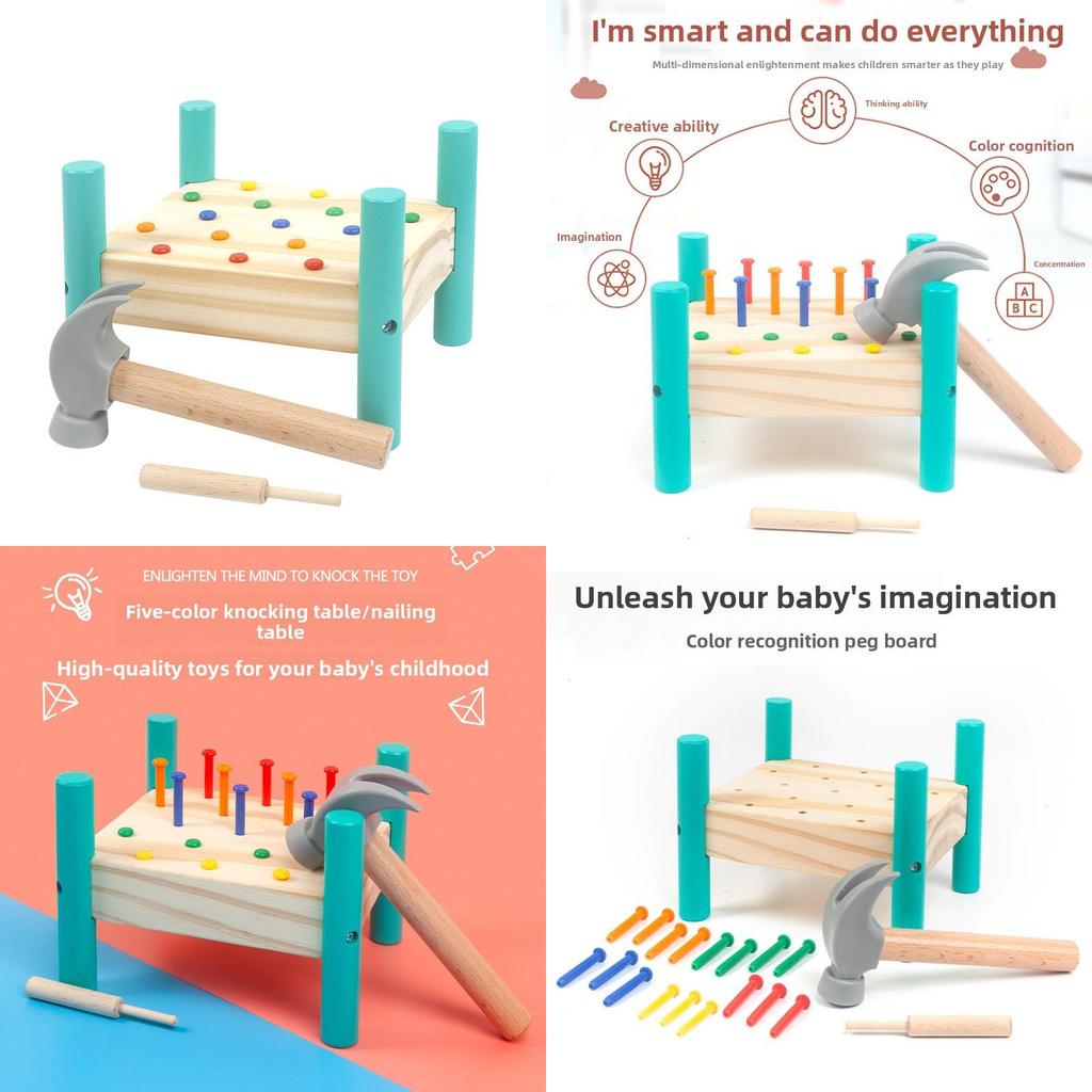 Montessori Wooden Style Hammering Toy For Kids Preschool Play And Learning