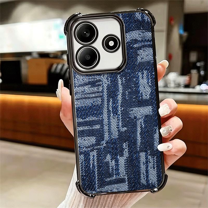 Retro Denim Pattern Soft Phone Case For Xiaomi Redmi Note 14 15 Pro Plus 13 12 11S 11T 5G 10 9S 9 Plating Anti-Fall Fundas