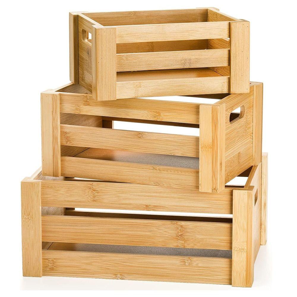 Handcrafted Storage Boxes Handle Storage Container Wood Nesting Storage Crates Office