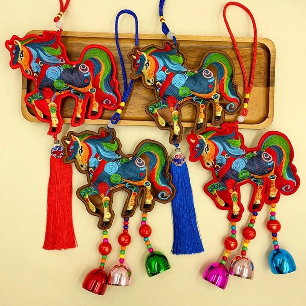 Year of The Horse Mascot Pony Tassel Pendant Embroidery Horse Hanging Decor Collectible