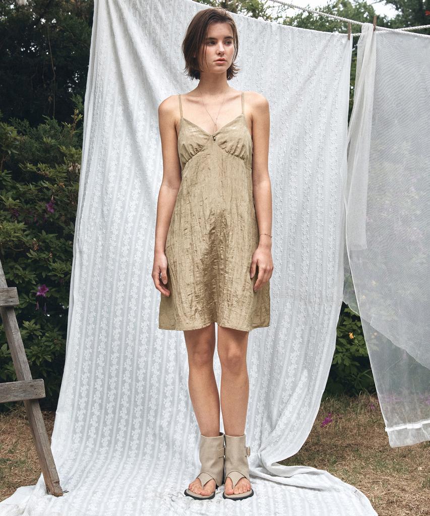 Banwonateullie A3606 Crinkle Slip Dress_Brown