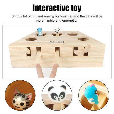 With 3/5-holed Mouse Holes Pet Hit Hamster Catch Bite Wooden Cat Hunt Toy Interactive Puzzle Toys Cat Catching Mouse