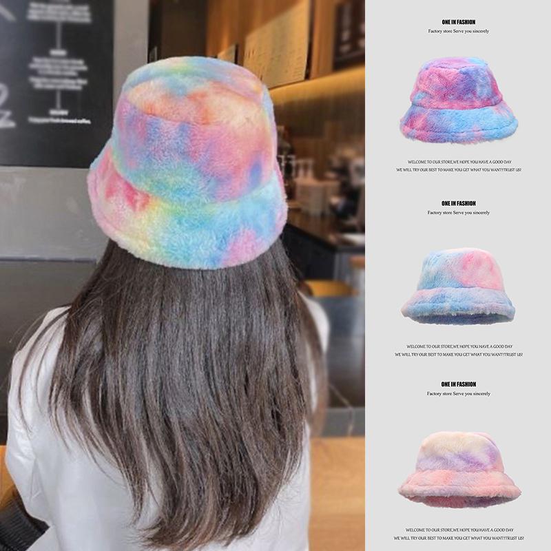 Lady Winter Bucket Hat  Fisherman Cap Warm Furry Cap Fluffy Hats