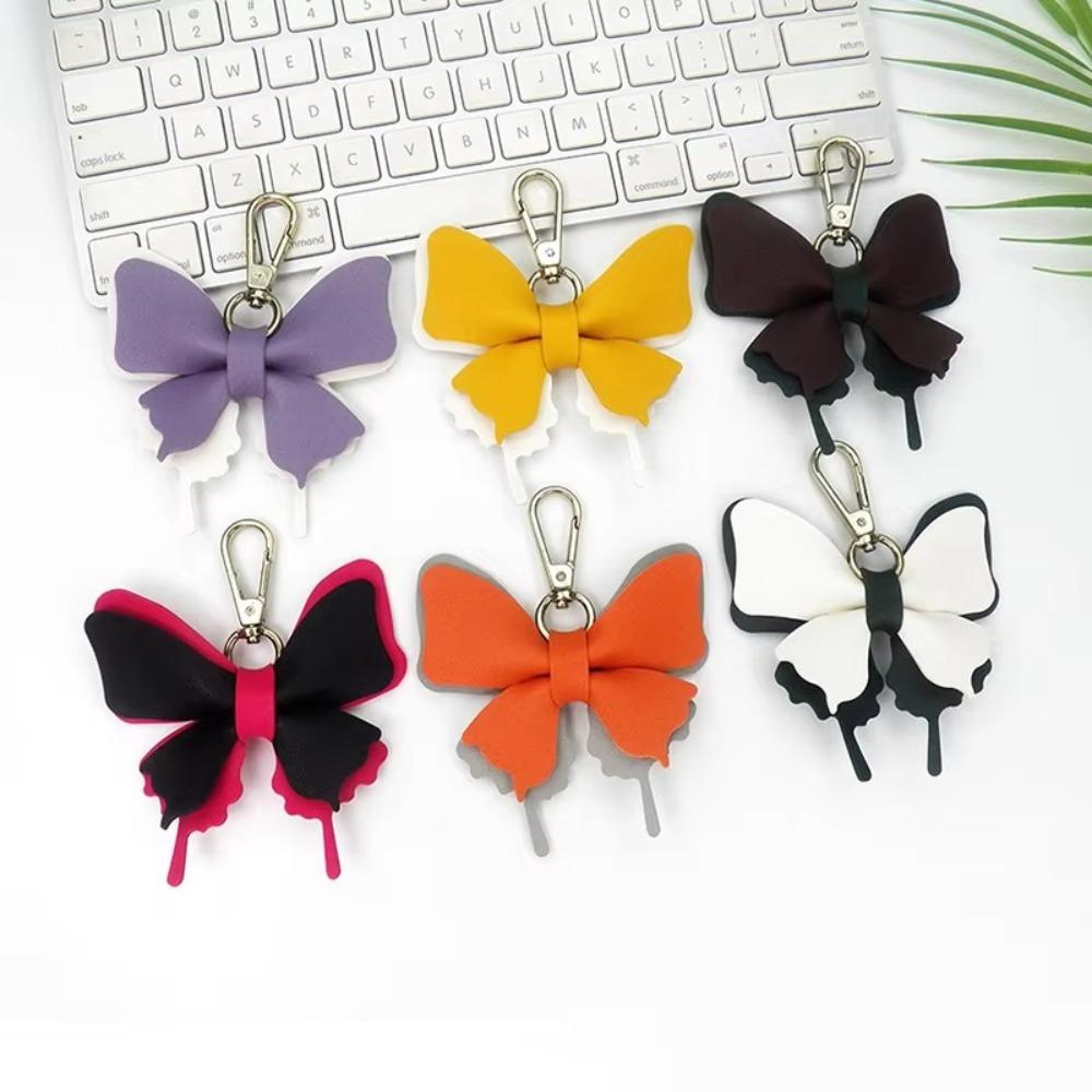 Cute Retro Colorful Butterfly Pendant Leather Exquisit Butterfly Key Ring Personalized Car Keyring For Women Bag Pendant