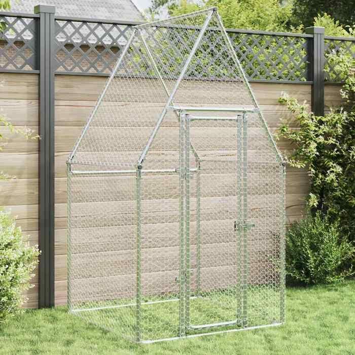 VidaXL Cage pour poules argenté 100x100x190 cm acier galvanisé, poulailler, enclos à poules, poulailler avec enclos, cabane 172549
