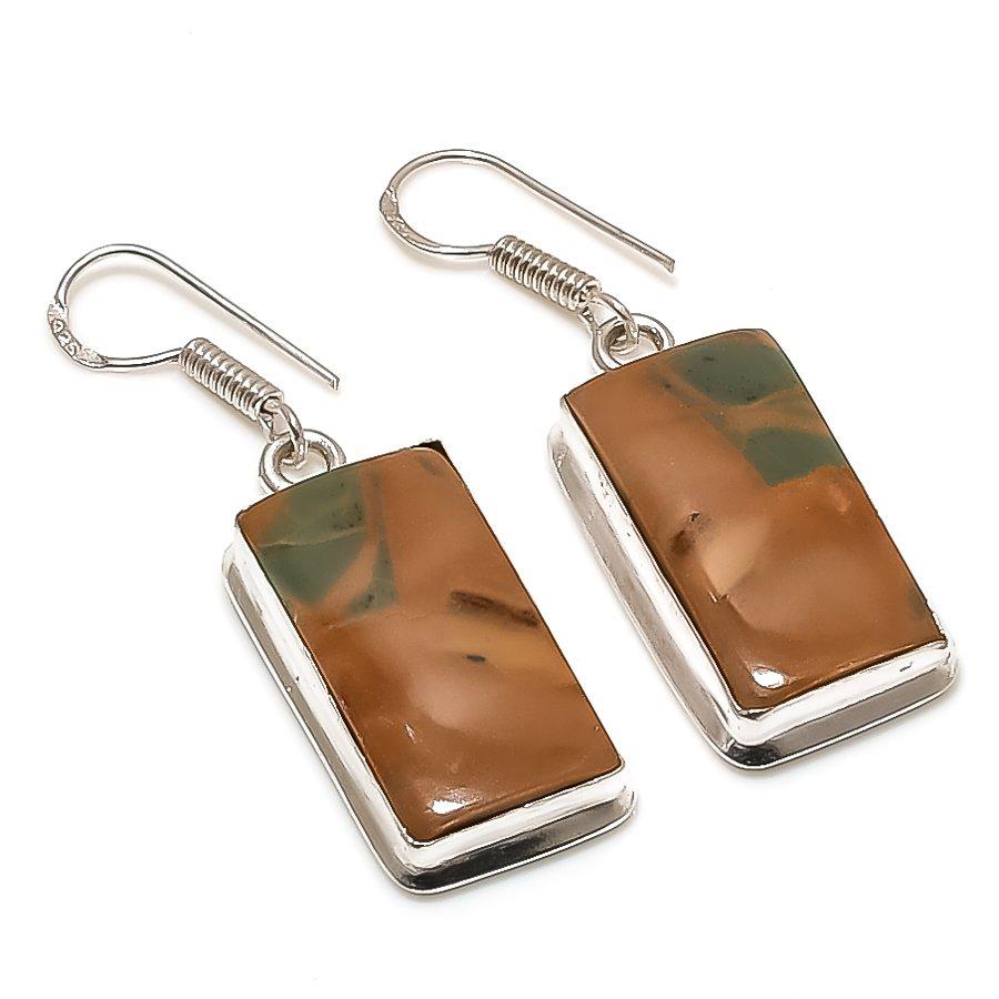 

Этнические ювелирные серьги ручной работы с драгоценными камнями Малинга Джаспер 2,56 дюйма SR-1304