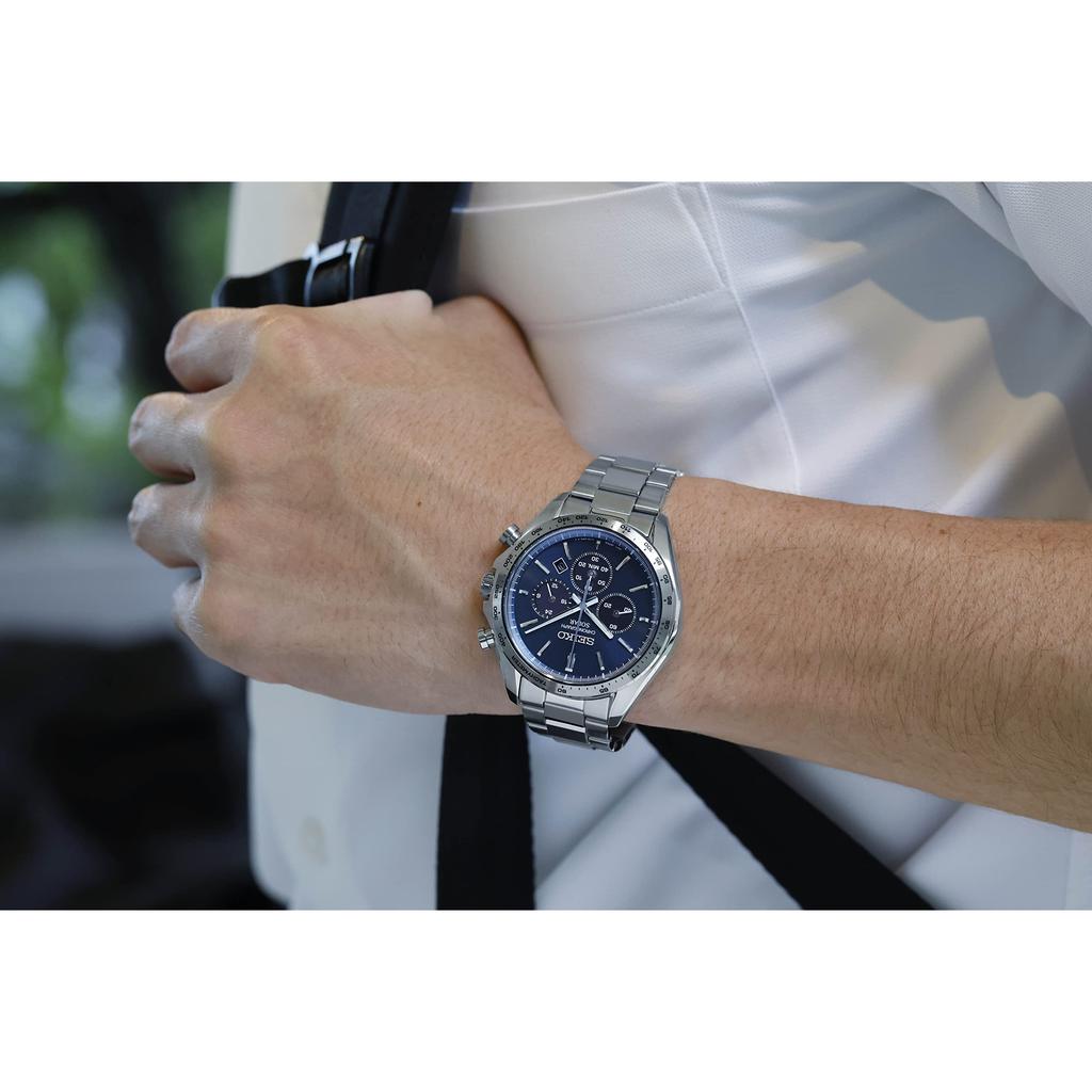 [Relógio Seiko] Relógio masculino Seiko Selection Solar Chronograph The Standard SBPY163 Silver
