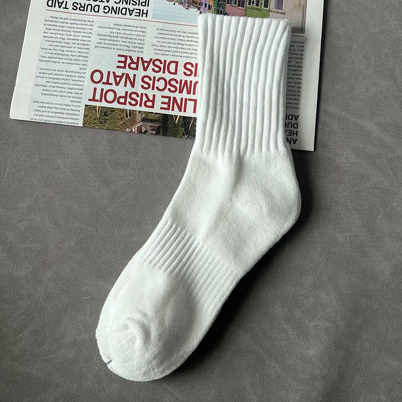 

Men s Winter Mid-Calf Thickened Cotton Sports Socks, Solid Color, Pure White, High-Top, for Autumn One Size