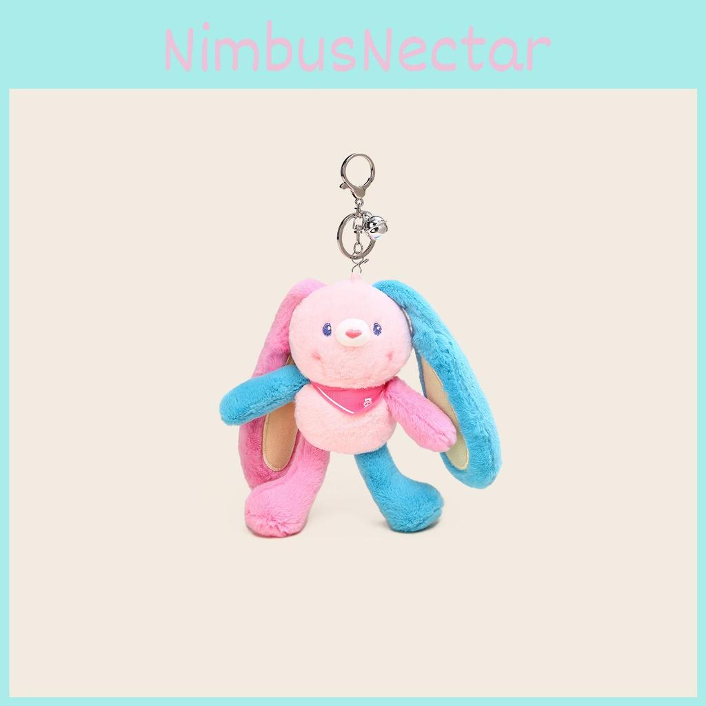 Cute Cartoon Color Blocked Rabbit Plush Toy Pendant With Stretchable Ears For Kids And Teens