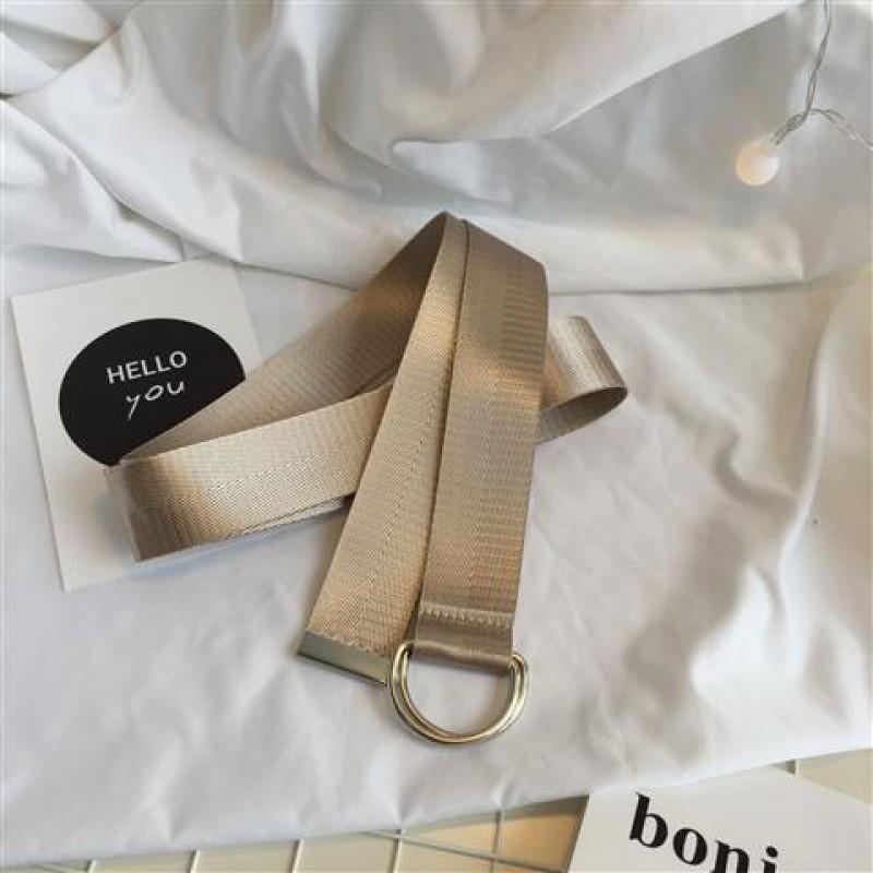 Stylish Korean Candy Color Canvas Double Ring Buckle Long Waist Belt For Men And Women