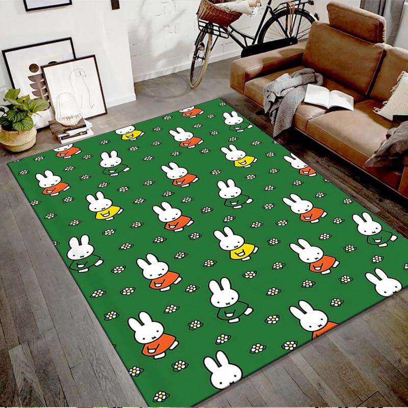 1pc Miffy1 Design Printed Area Rug Carpet for Bedroom Living Room Home Decor Rugs Mat Non Slip Mat Rug for Bedside