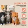 Gato Laranja Gato Estátuas Figurinhas Tigre Manchas Estilo Desenho Animado Gato Sentado Modelo de Animal de Estimação Expressão Deprimida Design Fofo Decoração de Gato