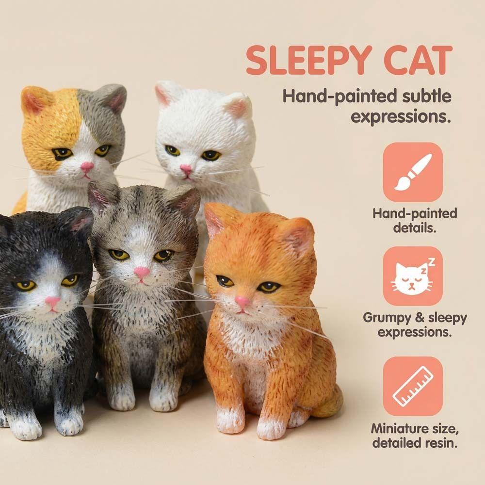 Gato Laranja Gato Estátuas Figurinhas Tigre Manchas Estilo Desenho Animado Gato Sentado Modelo de Animal de Estimação Expressão Deprimida Design Fofo Decoração de Gato
