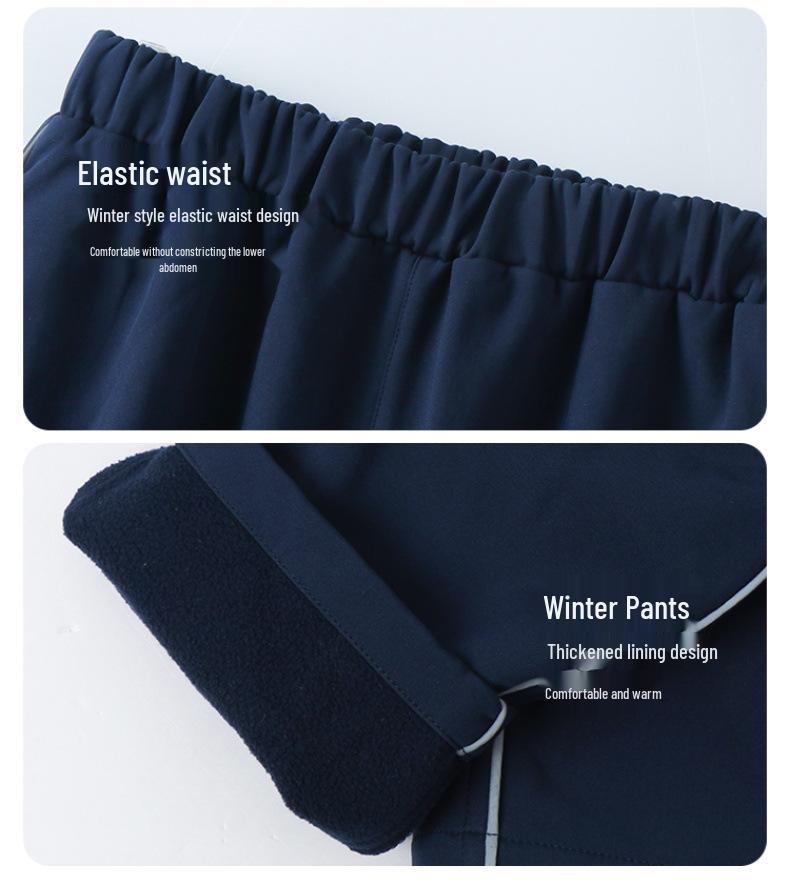 Autumn/Winter School Uniform Set: Velvet-Enhanced Windbreaker & Kindergarten Three-Piece Set